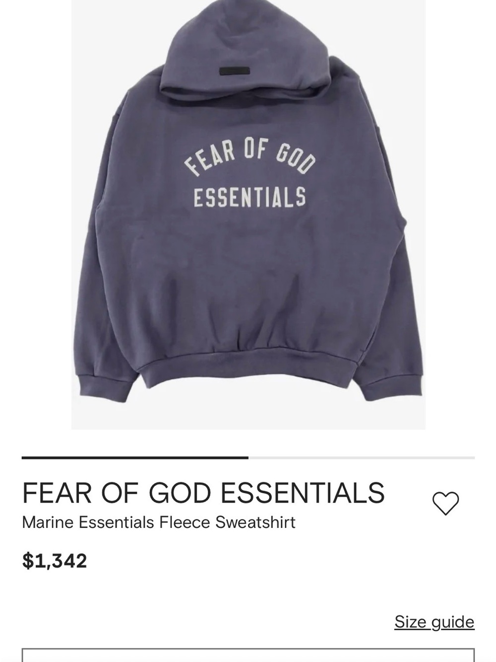 FEAR OF GOD ESSENTIALS XXL
Marine Essentials Fleece Sweatshirt